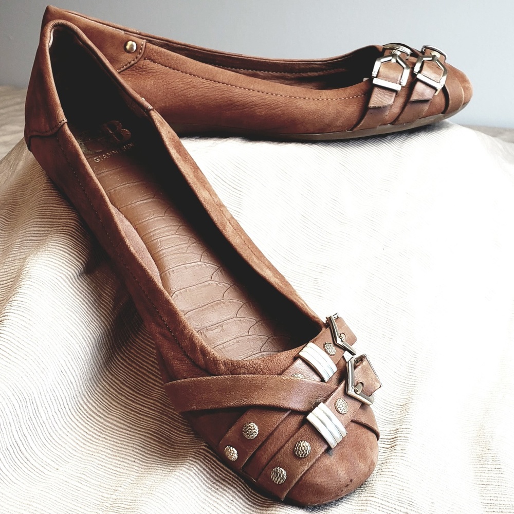 Gianni Bini Brown Leather Flats Sz 10